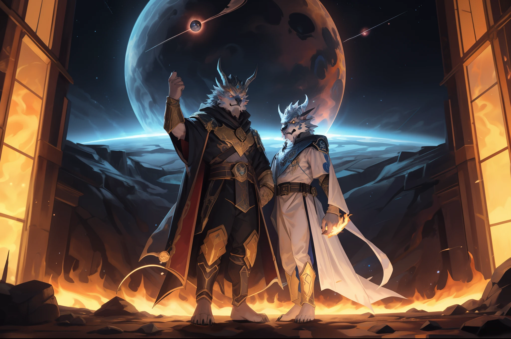 (((Barefoot furry character, full body, cinematic setting, male))) 

Sanctus Dominus
Infernus ad astra
Across the galaxy a new force of evil is rising
Wizards of chaos fighting the throne of brave king of Dundee
Entwined by mystic spells, they know where the sorcerer hidden
Imprisoned in ice on the planet of Knights
The powerful heroes of Crail
Aeons of warfare returning
No longer peace will survive
The intergalactic great Empire of Fife will die
For the king we will ride
Through the dark galactic skies
To defeat the foes
When the chaos wizards rise
Now the universe will burn
Evil sorcerer returns
Tragic fate rages tonight
Chaos wizards rise!
Sanctus Dominus
Infernus ad astra

BREAK, detailed background (modern lab), 8K, (masterpiece:1.5), intricate details, highly detailed, extreme detail, octane render, fine art, best quality, highres, (detailed face:1.5), ((full_body)), UHD, (((perfect hands)))