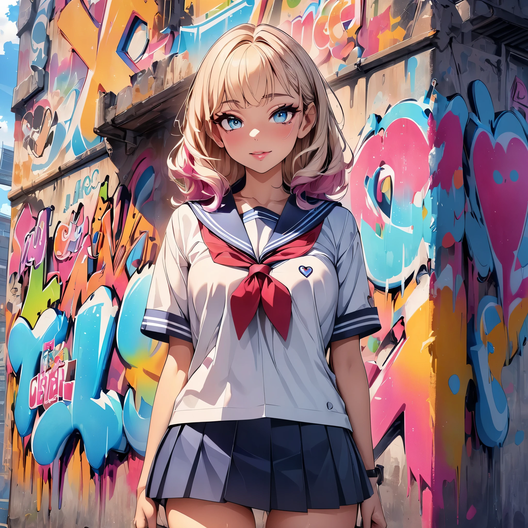 (highest quality, 4k, High resolution, masterpiece:1.2), Super detailed, one person, woman, (JK, , sailor suit, pleated skirt, striped pants), water reflection, grace, graceな動き, Sunset colors, fantastic atmosphere, blown by the wind,  hips, beautiful detailed eyes, beautiful detailed lips, long eyelashes, Bright colors, soft and warm color palette, fantastic lighting, blurred background, graceな動き,
