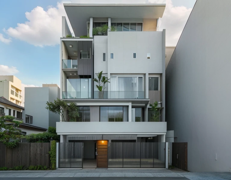 Raw photo,Masterpiece, high quality, best quality, authentic, super detail,
exterior, outdoors, house style indochine on the street ,aiaigroup
road,pavement, grass, trees, sky, cloud, (day:1.1), vivid colour,
