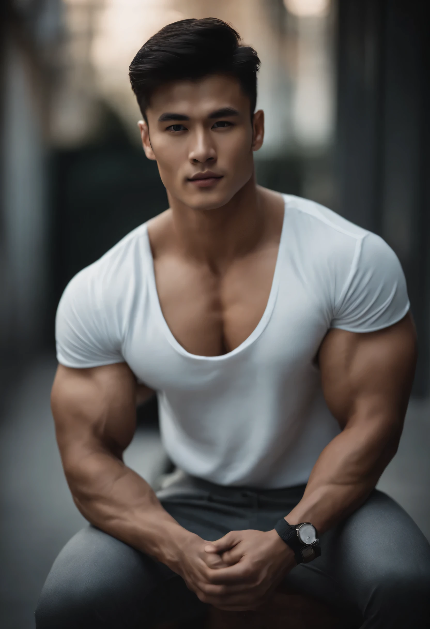 Man in shirt posing for photo, Ripped,Bigchest, lean and muscular, well-muscled, lean but muscular, beautiful handsome body, very muscular, muscular bodies, shirtless, Muscular men, sexy muscular body, musculature, Attractive body, well-muscled, muscular build,Gentle face,asian human,20-years old