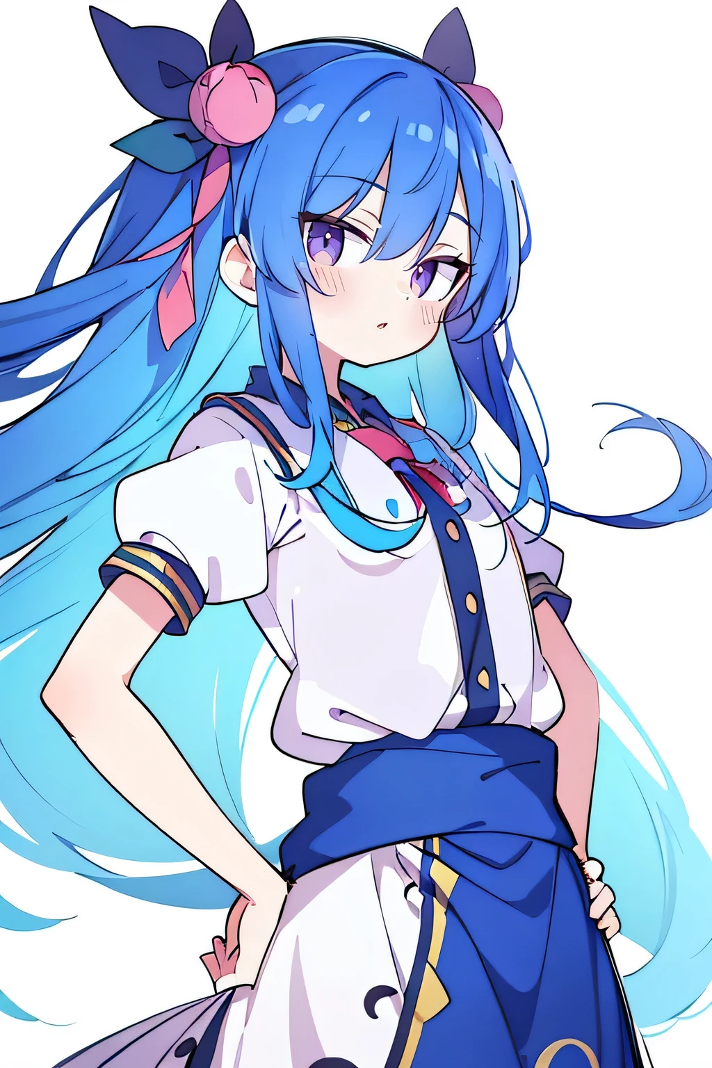 (masterpiece),best quality, expressive eyes, perfect face, 1girl,
Put your hands on your waist,fair, Gorgeous,Japanese cartoons,girl,lola,Hina Angel, blue hair, blue haired, floating clothes,Grab your waist, Grab your waist, hands on hips , hands on hips,flat chest