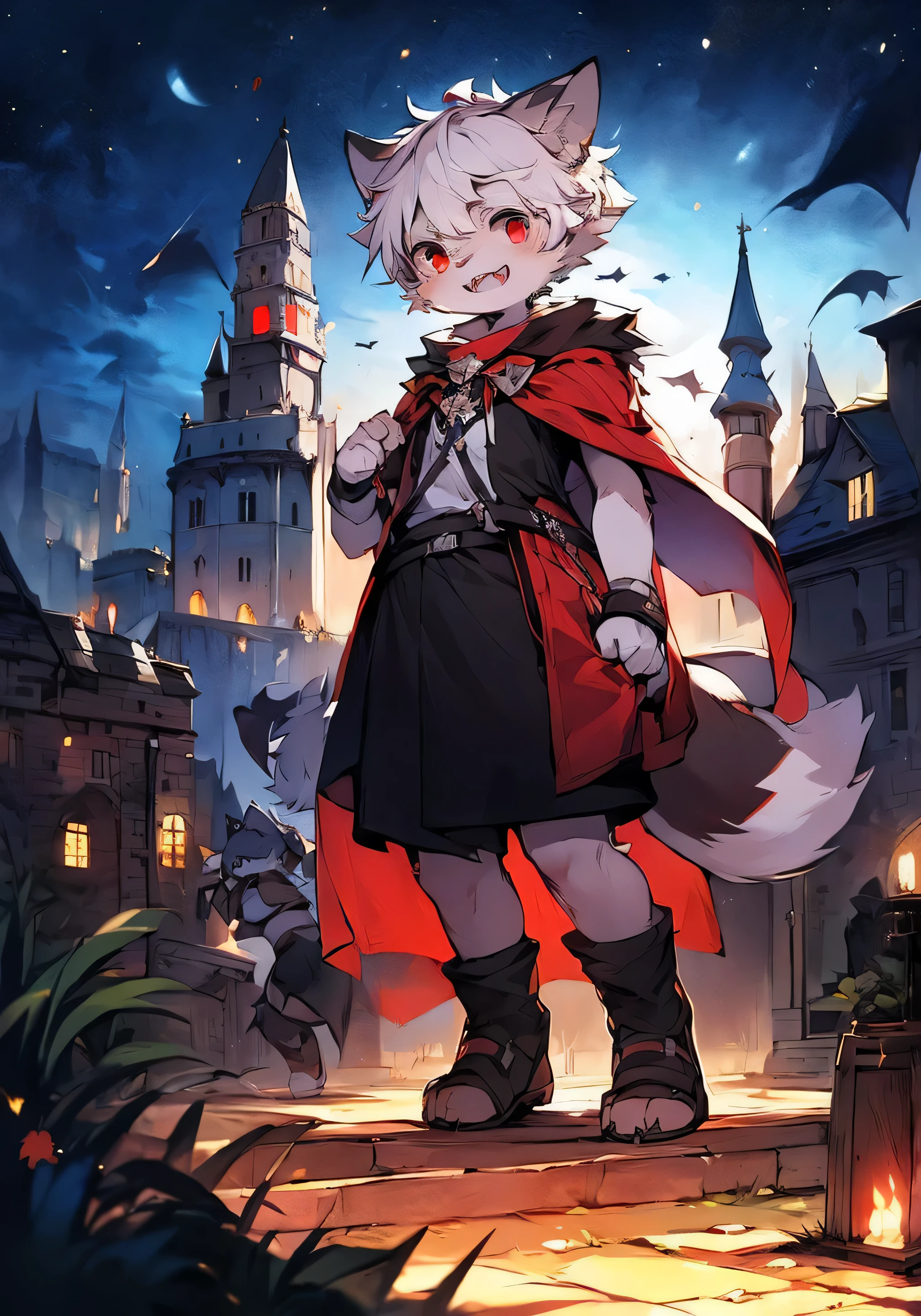 (Dark Environment: 0.8), Masterpiece, High Quality, Abstract Res, Digital Painting\(artwork\), by Dagasi, Yupa, Kiyosan, (Anthro, Fluffy Fur, Character Focus: 1.1), Anthro Male Cat, Short Hair, Portrait , bright eyes, panorama, character focus. (Detailed background: 0.7), Solo, Furry, Furry Male, Male Focus, Anthr, (Full body fur, Fluffy tail, White fur, Green eyes, Gray hair: 1.2), (Canids, vampires, capes: 1.2), (Interior, Night, Castle, Coffin: 1.1)