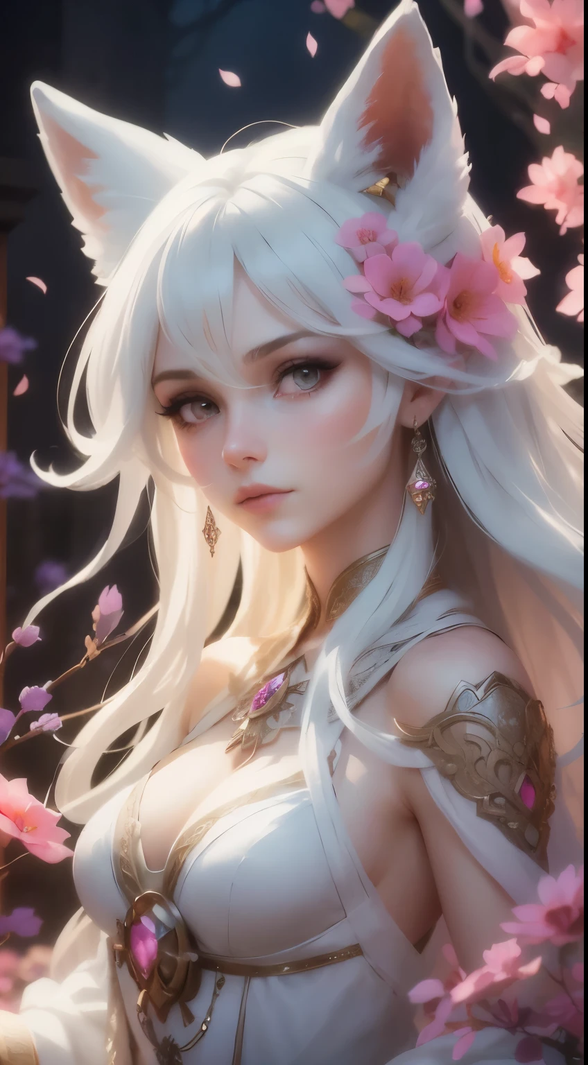 Very Beautiful Woman, identical pinkish eyes, both eyes same shape color and size identical, hyperdetailed, cowboy shot, full human body pose, Celtic Warrior Woman, Stone Ruins, Tall and Slender, Flowing Dress with Celtic Knot Jewelry, Procreate, Watercolor Technique, Poster Design, 300 DPI, Soft Lighting, Ethereal Art, Mysterious, Serene Expression, Enchanting Atmosphere, bokeh, photo, 8k, dark, dynamic action, pale washed out style, dreamy nostalgic, soft focus, dark vignetting, light leaks, medium photography, gloomy artistic painterly ethereal, whimsical, coarse grain photo