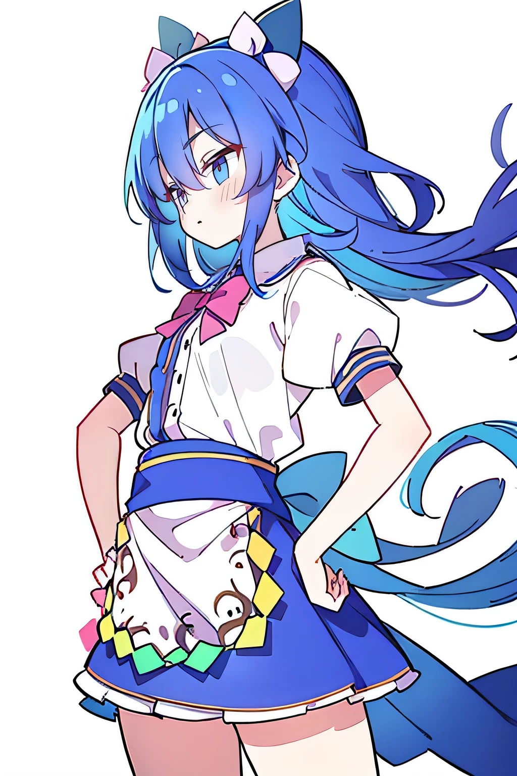 (masterpiece),best quality, expressive eyes, perfect face, 1girl,
Put your hands on your waist,fair, Gorgeous,Japanese cartoons,girl,lola,Hina Angel, blue hair, blue haired, floating clothes,Grab your waist, Grab your waist, hands on hips , hands on hips,flat chest