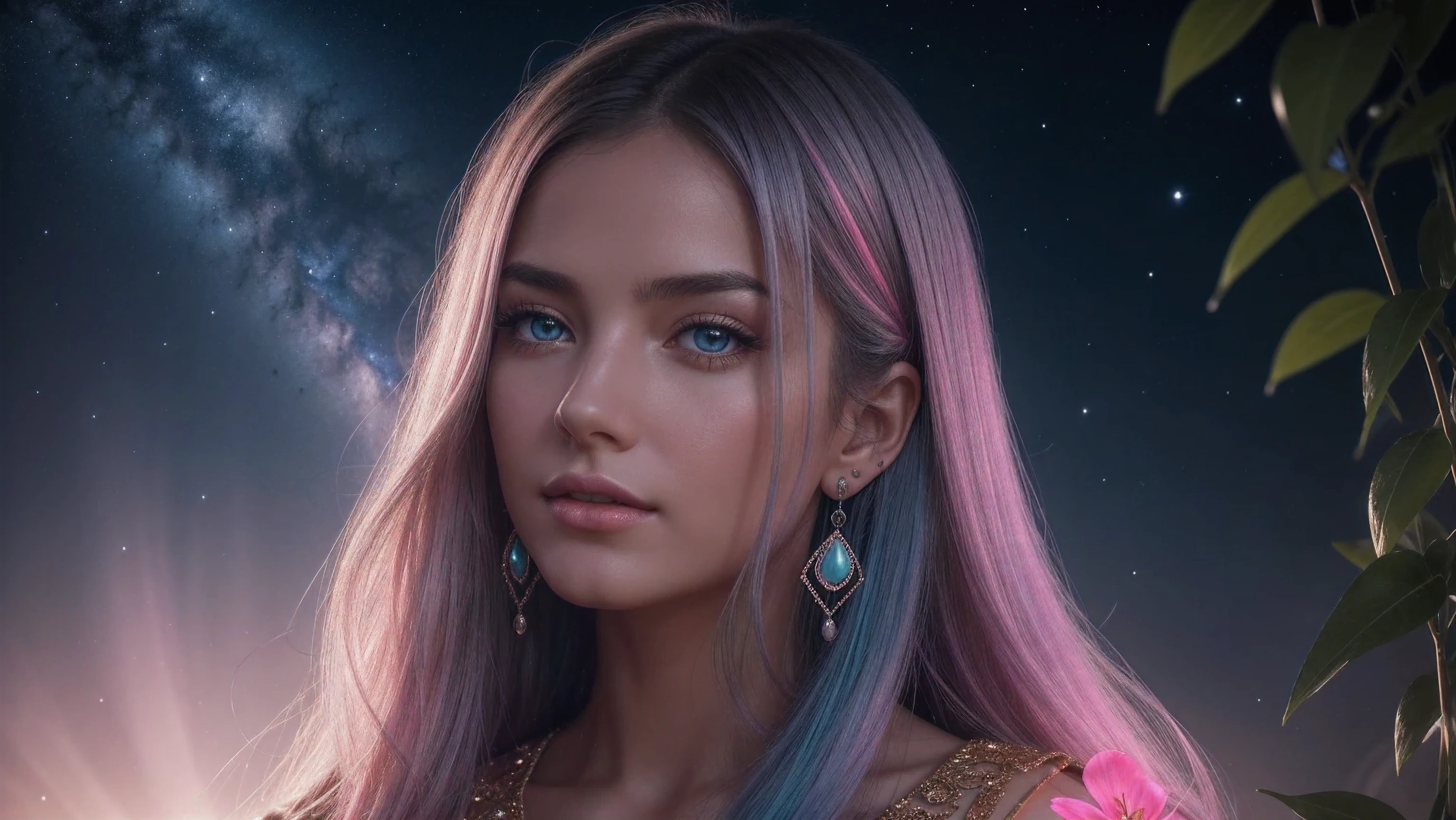 close-upBeautiful realistic girl with blue long hair in the fog,deep atmosphere ,Close-up of clean skin with detailed skin ,,in black tights and a pink blouse ,on an orange background ,Against the background of the starry sky,Bright makeup,EARRINGS WITH GLITTERS,two-leaf gray flower,translucent speckled bifoliate gray,Bioluminescent - Ultra High Quality 8K Music Equalizer, high passion, Rich colors, Soft light, Super detailed photos. ultra high quality 8K, high passion, Noise reduction, яркие Rich colors.. high quality, 8k Ultra HD, high passionhigh quality,мягкие close focus,very beautiful flower, translucent red lily of the valley with dew drop flower, bioluminescent flower glows and shimmers, he grows in a mysterious forest, shrouded in mystery, Сверхhigh quality 8k, high contrast t, Rich colors, Soft light, Ultra-detailed photos. Сверхhigh quality 8k, tall with the spotlight on a girl in a black and red dress.., High detail, realistic beautiful girl with long light yellow hair, Gradient ,girl with good charisma, creative approach to non-standard poses,., Girl in miniskirt, there are splashes of silver dust, and behind him nebula, atmospheric lighting, surrounded by wet dew drops, behind the fantasy world, on a beautiful background, glare, shine, shine, spray drops, high quality, 8k Ultra HD, high contrast, high quality, Soft light, Close-up of a beautiful realistic girl with BRIGHT WHITE TURQUOISE and pink long hair......... ,Close-up of clean skin with detailed skin ,full length, in a short miniskirt, Preparation Realistic room with silver patterns with pearlescent shine,in drops of dew, stands in a beautiful place where there are a lot of rubber hearts ,everything around is pink and blue,grow along the edges with flowers,in the moonlit meadow ,nebula,epic mood,Best quality,ultra detail,Contrast,clear focus,volumetric light