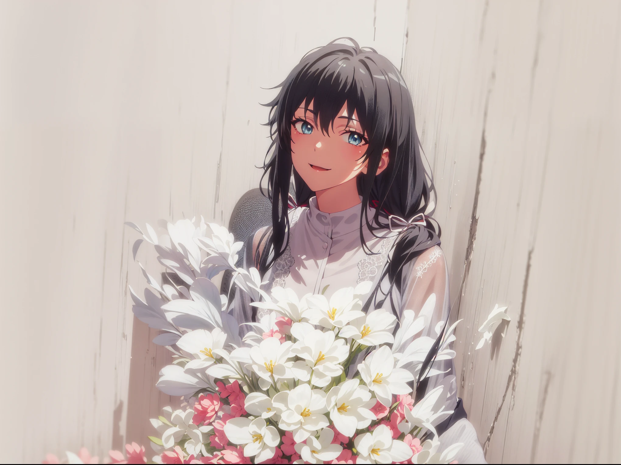 score_8_up, score_7_up, source_anime,1 girl, solo, hair_ponytail ribbon,Black hair, eyes blue, long hair, smile , Yukinoshita Yukino,
BREAK (masterpiece:1.2), best quality, high resolution,NSW ,unity 8k wallpaper, (illustration:0.8), (beautiful detailed eyes:1.6), extremely detailed face, perfect lighting, extremely detailed CG, (perfect hands, perfect ???????),
