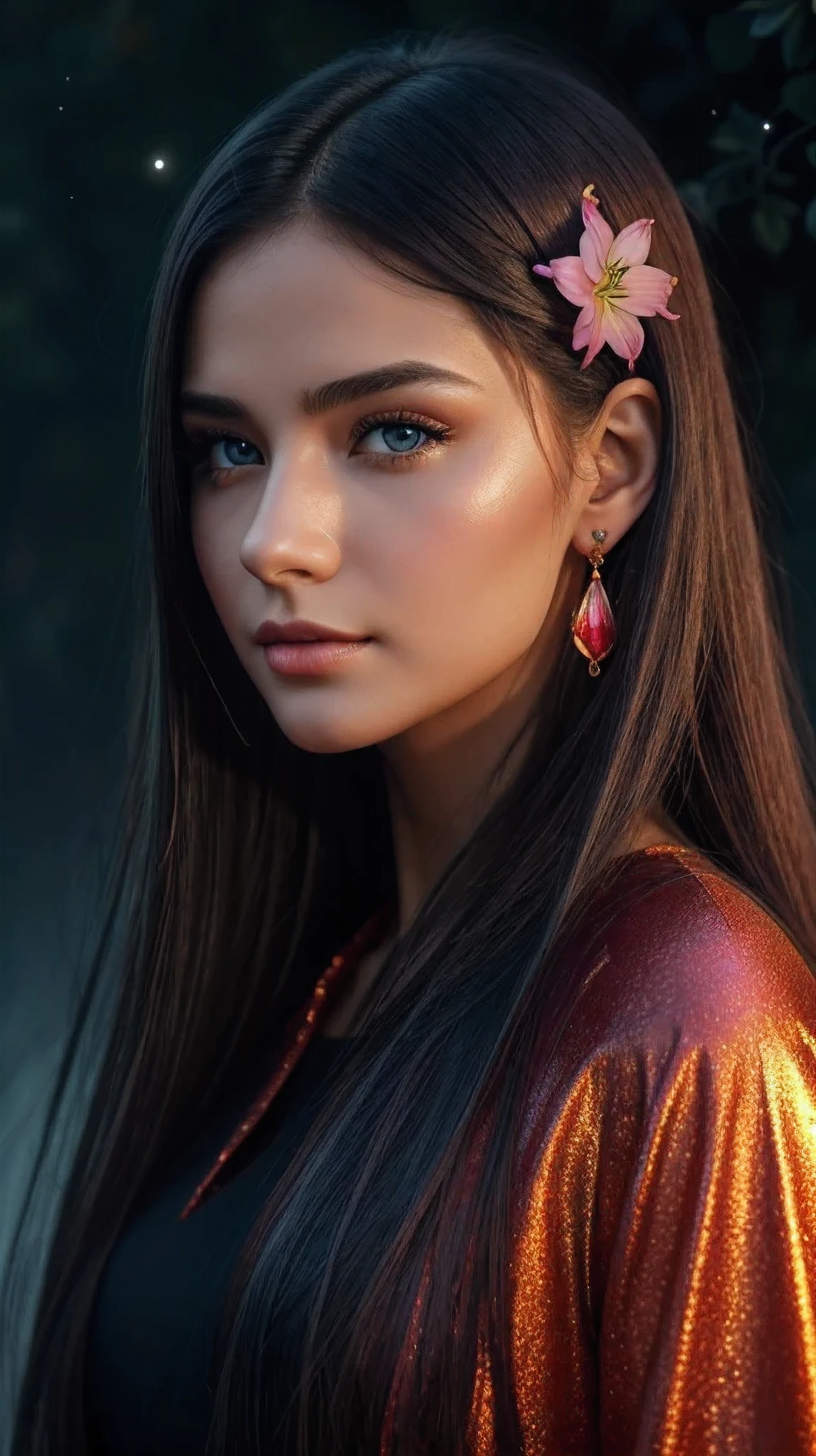 Beautiful realistic girl with blue long hair in the fog,deep atmosphere ,Close-up of clean skin with detailed skin ,full length,in black tights and a pink blouse ,on an orange background ,Against the background of the starry sky,Bright makeup,EARRINGS WITH GLITTERS,two-leaf gray flower,translucent speckled double leaf gray,Bioluminescent - Ultra High Quality 8K Music Equalizer, You high passion, Rich colors, Soft light, Super detailed photos. ultra high quality 8K, You high passion, Noise reduction, яркие Rich colors.. high quality, 8k Ultra HD, You high passionhigh quality,мягкие close focus,very beautiful flower, translucent red lily of the valley with dew drop flower, bioluminescent flower glows and shimmers, he grows in a mysterious forest, shrouded in mystery, Сверхhigh quality 8k, Youhigh contrast, Rich colors, Soft light, Ultra-detailed photos. Сверхhigh quality 8k, You high passion, Noise reduction, bright Rich colors.. high quality, 8k Ultra HD, You