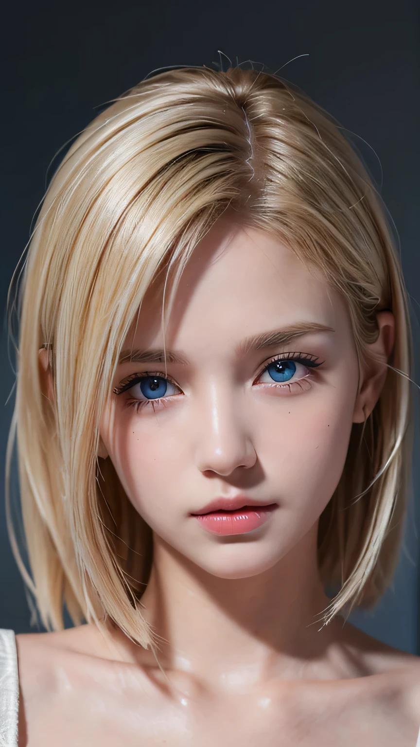 (RAW style, masterpiece, best quality, ultra-detailed), 25 beautiful girl with short blonde messy hair and blue eyes , ultra realistic , ultra detailed , intricate details , extra close-up , depth of field , octane renders , ultra definition (skin texture, film grain), cinematic light, sidelighting, ultra high resolution,beautiful face , beautiful symmetrical eyes,