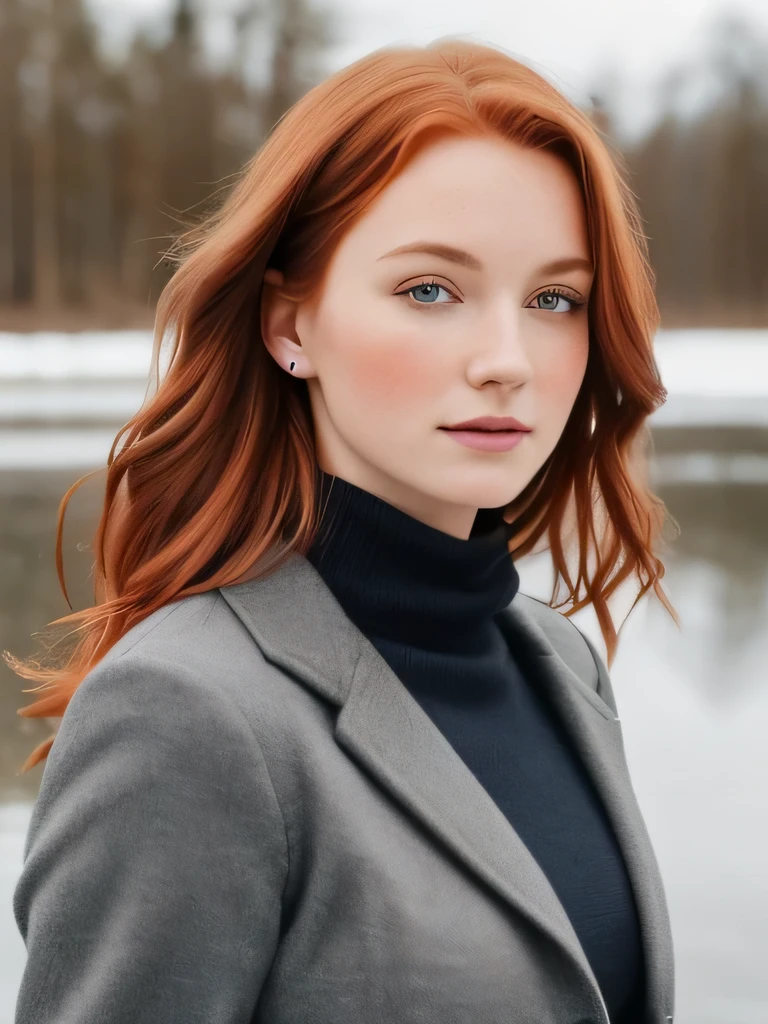(1 fille dans, 13 ans, seulement, Aesthetic work, rousse irlandaise, wavy red hair, cheveux roux mi-longs, yeux gris clair, quelques petites taches de rousseur, pale skin, Une tasse, gros seins, corps des coureurs, (textured skin, pores de la peau:1.1), (taupes:0.8), peau imparfaite, chair de poule, wear a dark gray jacket, porter des leggings bleu marine, arbres vides, Début de l'hiver, pas de neige, blurred background, (photo d'action, a genou, 1.25), (Fond d'extremely detailed 8k screen), (harsh lighting), high quality, grain de film, Mise au point nette du Fujifilm XT3, f5.6, 50mm, high detail, sharpness, (natural light), crazy details, intricate details, hyperdetailed