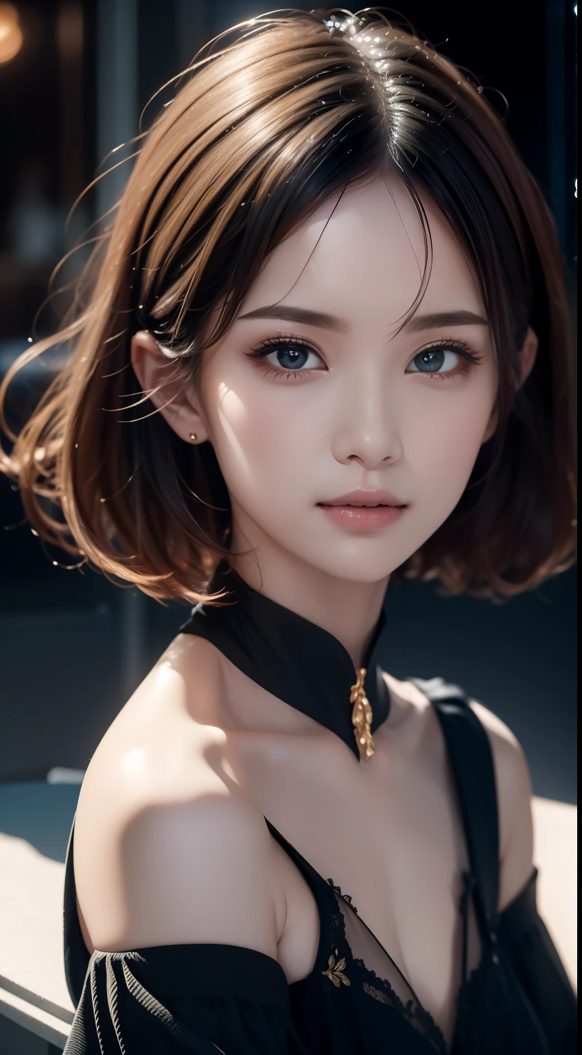 (masuter piece:1.3)、(8k、Photorealsitic、RAW Photography、top-quality: 1.4)、(1girl)、beautiful countenance、(lifelike face)、(A dark-haired、short-hair:1.3)、(Even though I'm naked)、Wearing a cute pom-pom hat with a pattern、realisticeyes、Beautiful details、(real looking skin)、Beautiful skins、absurderes、enticing、超A high resolution、A hyper-realistic、high-detail、the golden ratio