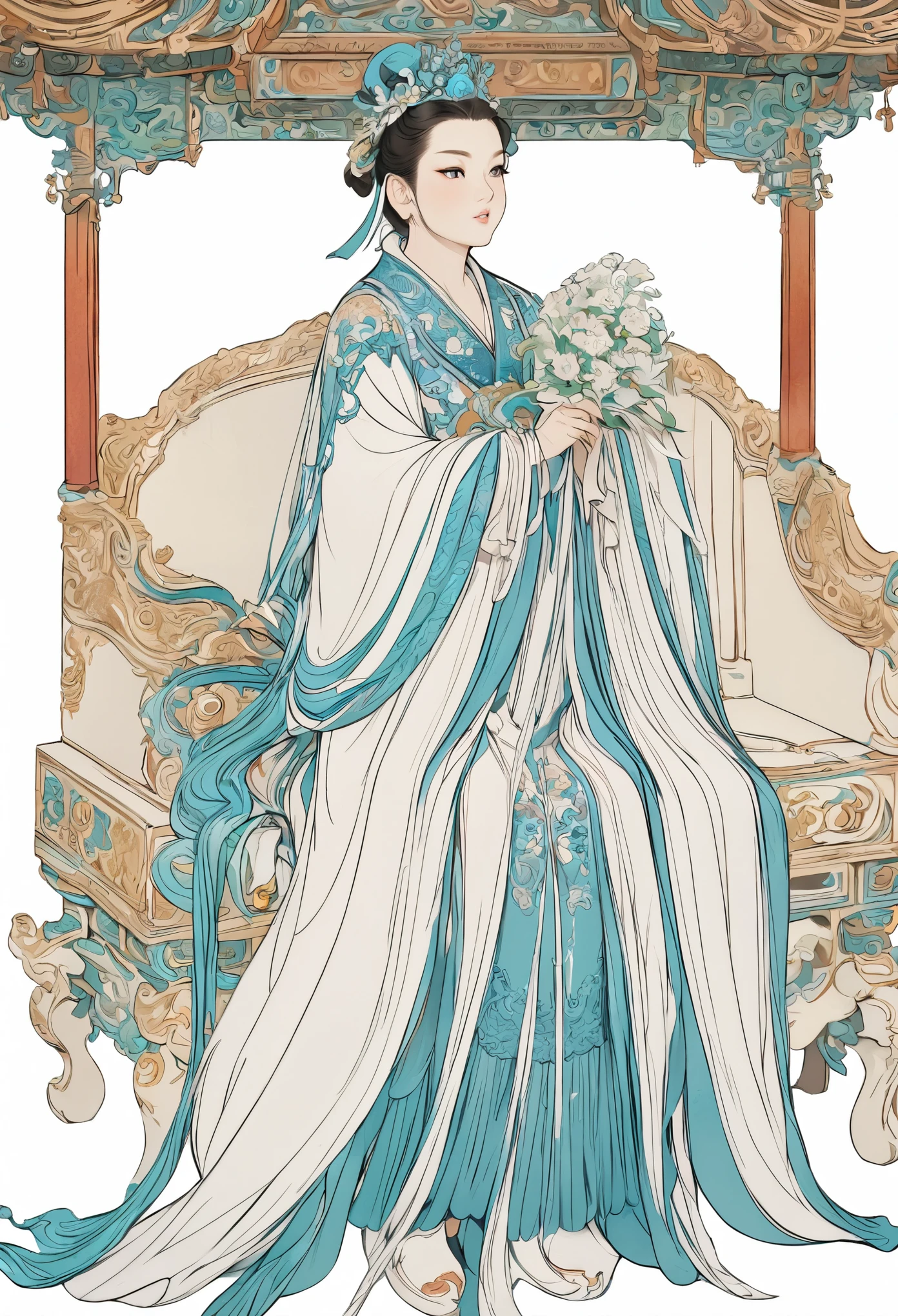 (masterpiece, best quality:1.2), yongle,1man,white background