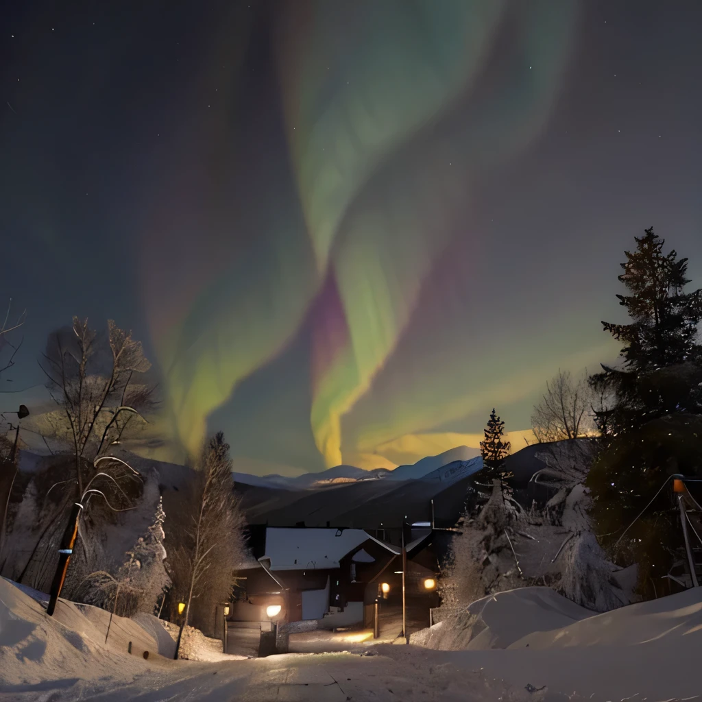 careate a twitter banner with aurora light are visible with follow me written on the corner
