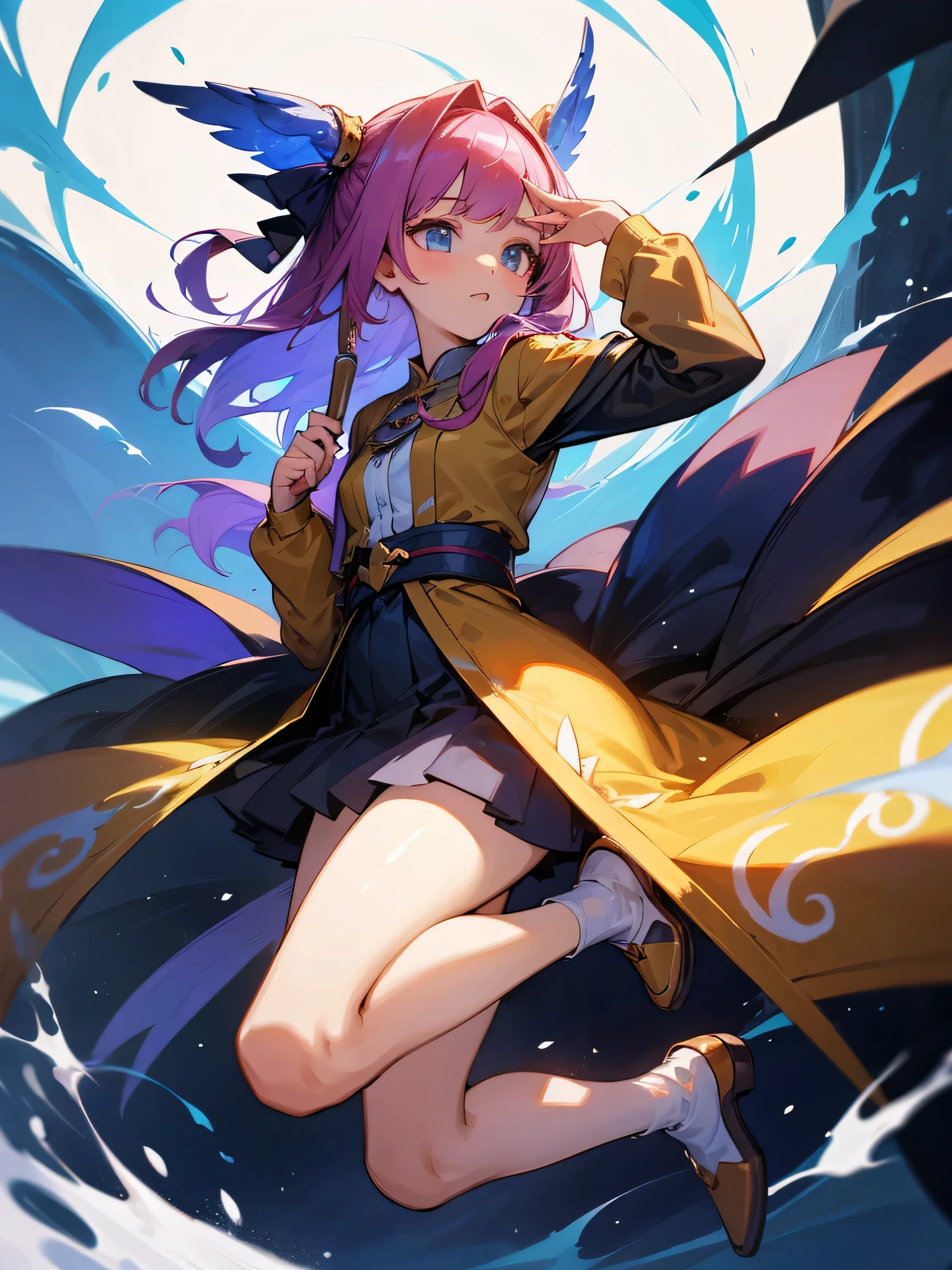 a girl, Brushing hair back, hime cut, Summonerfull body,