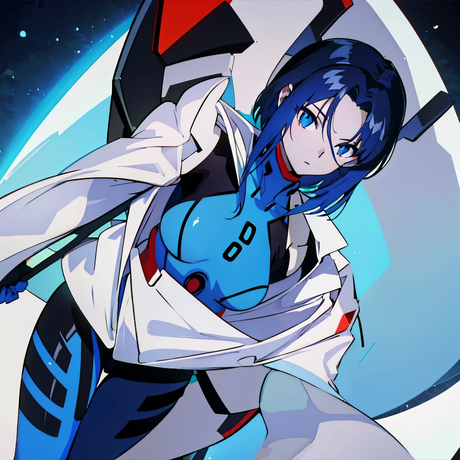 Isamu (animated Evangelion) es un joven () de estatura media para su edad, with a slender but athletic build. Tiene el cabello negro corto y rizado, and his eyes are an intense blue color that contrasts with his pale complexion.. Suele vestir un plug suit ajustado de color azul con detalles en negro.
(cuerpo completo)