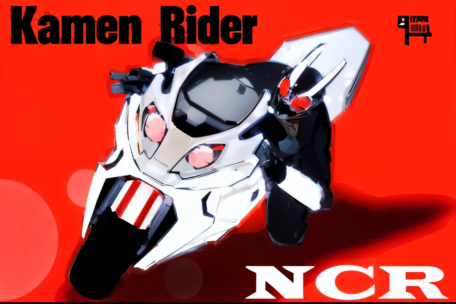 there is a picture of a motorcycle with a red background, no rider, kamen rider, kamen rider character, high fantasy kamen rider, 3 d render n - 9, nge, kamen rider action pose,  rider, motorcycle concept art, digital art - n 5, kamen rider ghost, hog rider, motorbiker, nier, sitting on cyberpunk motorbike,HD