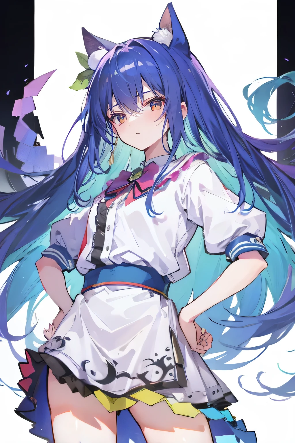 (masterpiece),best quality, expressive eyes, perfect face, 1girl,
Put your hands on your waist,fair, Gorgeous,Japanese cartoons,girl,lola,Hina Angel, blue hair, blue haired, floating clothes,Grab your waist, Grab your waist, hands on hips , hands on hips,flat chest