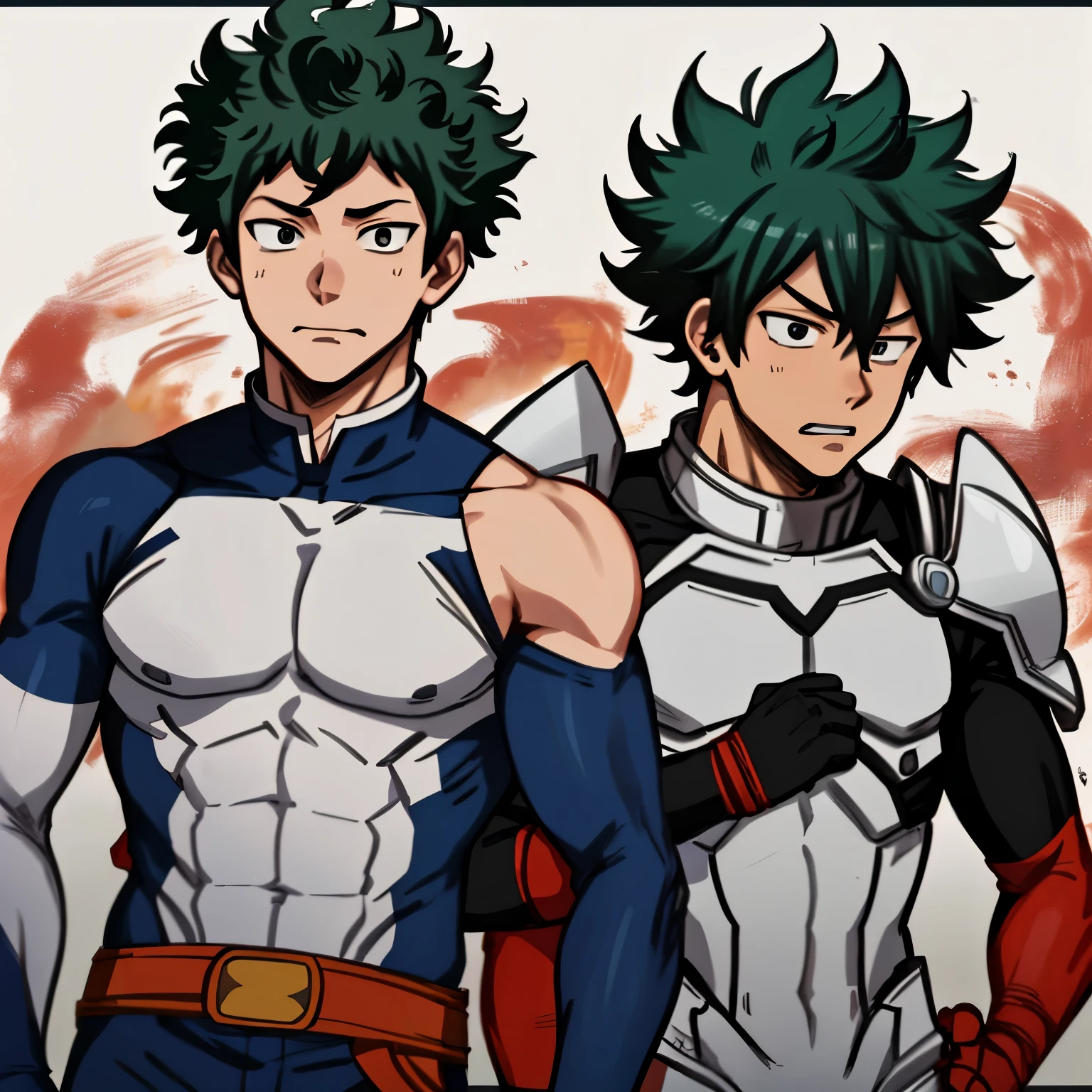 Izuku with number 1 hero Enji Todoroki&#39;s costume