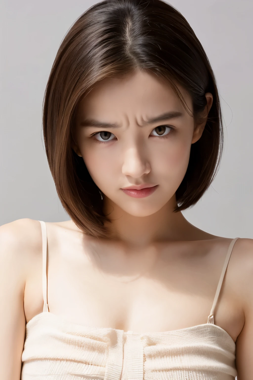 wrinkles between the eyebrows、angry