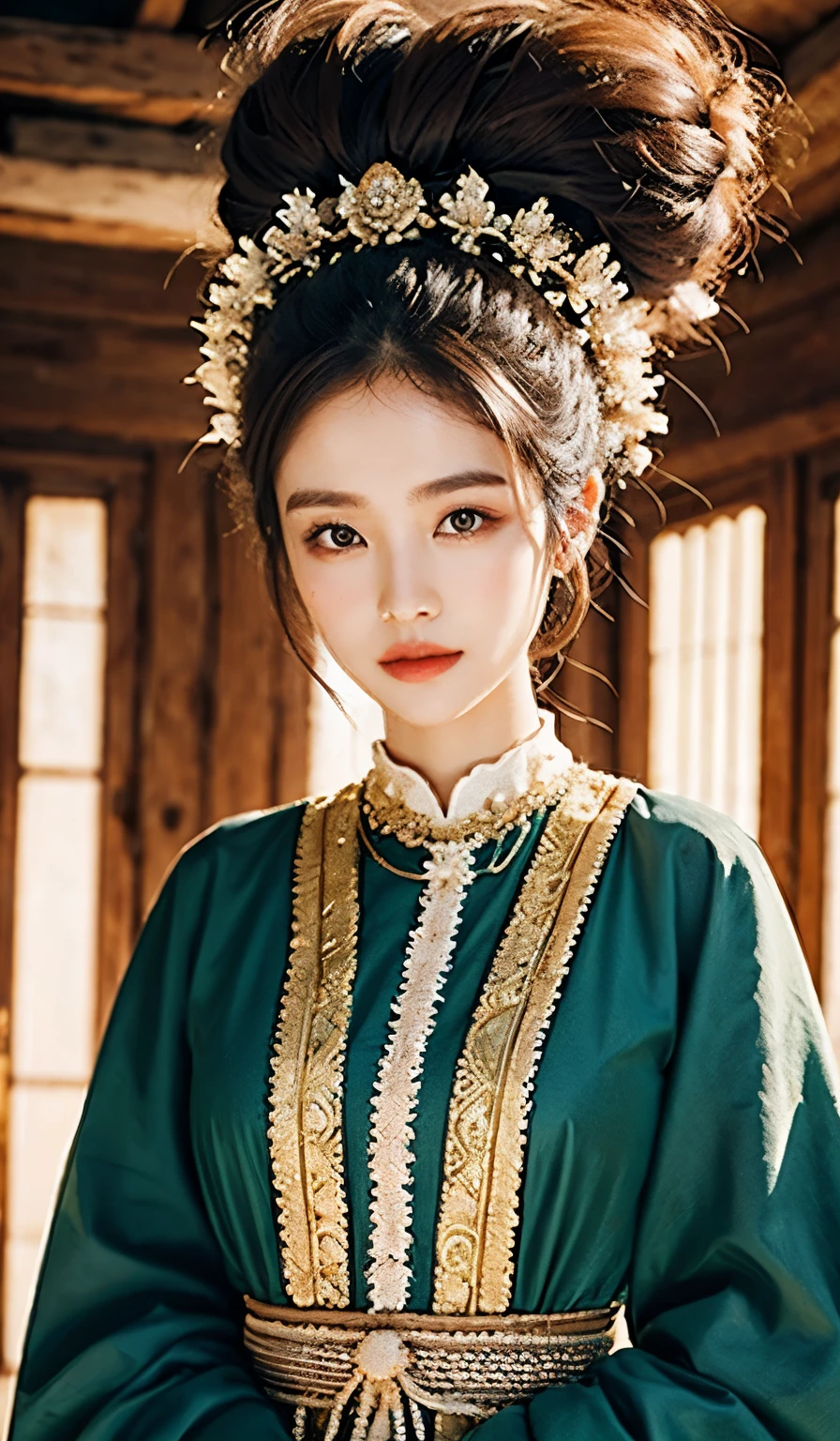 Wear ancient and beautiful clothes,beautiful background