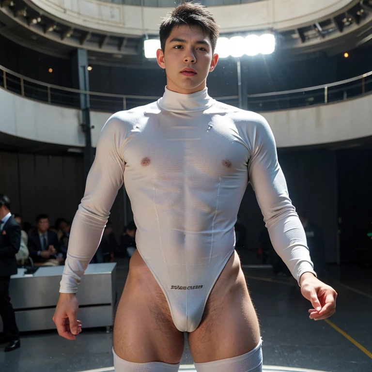 (masutepiece,High resolution,ultra - detailed:1.0),1(Boy ,robot boy ),Perfect male body,Look at the camera,Delicate eyes and delicate face,extremely details ,intricate-detail,solo person,Detailed face, ( extreme tight high waisted white strings bodysuit ), tiny piece bodysuit , (side belly fat , side fat),Best Quality, hands visible, short hair, full length shot(fls) , insane details, hyper details , only male , handsome boy , buttocks fat , 16k resolution , ultra-high clarity , hyperrealism, uhd,. K-pop idol ,thick thighs, thick fat booty., buttocks enlargements , (bare thighs ) , ( thick bottom ) , realism , hyper realistic , photorealistic , ( thick hips ). , standing , super handsome boy , fatty hips , fatty buttocks, sexy , eroticism , nsfw , epic realism , epic photorealistic , tall man ,(hip fat), narrow waist , (wide hips) , large hips , bare chest , (overwide hips , over large buttocks), huge hips ,wide pelvis ,big ass , high angle shot , look up