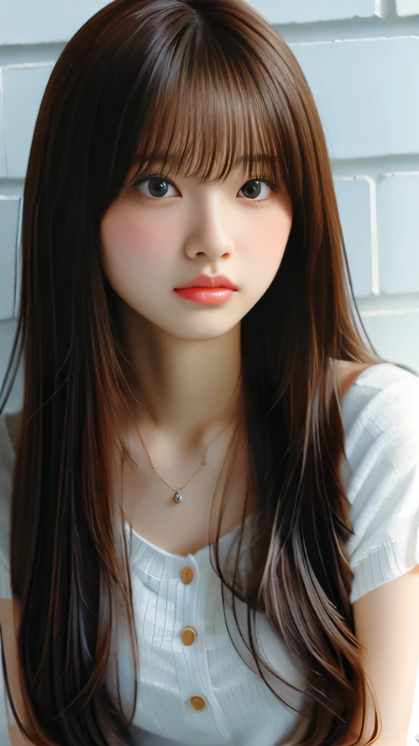 sexy big breasts、Sexy cute looks and cute 15 year old beautiful girl, Beautiful and sexy face、The strong wind blows the hair in front of my face、Metallic pink long twin-tail hair with cute and sexy eyes hidden by long bangs