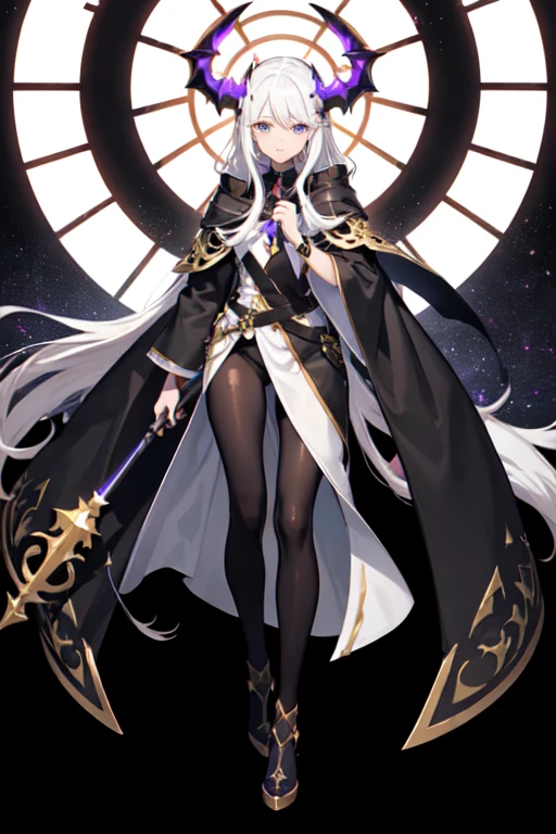 ((best quality)), ((mastanime character dressed in black and purple with white hair and horns, anime character; (((full body art))), Anime full body illustration, White-haired Nuegami, beautiful male nue, Handsome man with dragon slayer art, ((wearing a noble&#39;s robes)), fox ears, tall anime man, ((have long white hair)), astral witch clothes, Stylish Dark Witch Piece)), (detailed), perfect face