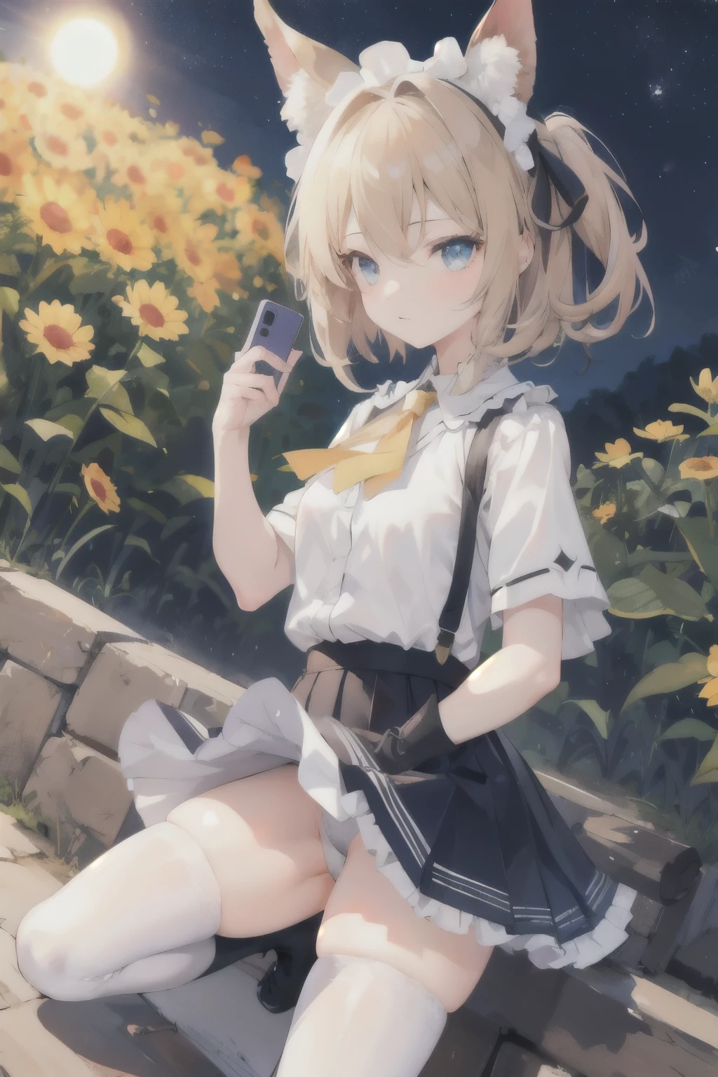 1 girl,night ground,sunny,spats