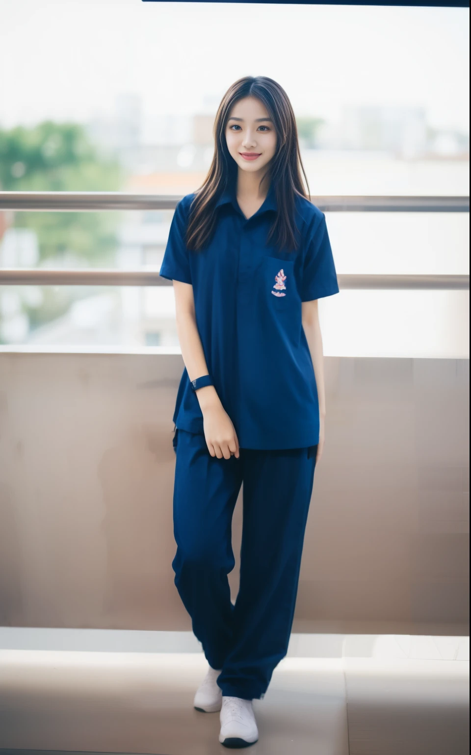 (best quality,10,10,height,Masterpiece:1.2),Special details,(realistic,Realistic picture,Realistic photos:1.37),1 Cute girl in the kitchen,shiny, skin shiny,only,smile softly,BDclothelue shirt:1.3)),short sleeve,shirt, กางเกงขาlong.,(navy_long_track pants:1.1), ((Kitchen Background)),Dynamic angle,excited,Face focus,dynamic poses,from behind,focus on ass,Masterpiece, best quality, ultra realistic, Too many details, 8k resolution, raw photos, Sharp focus, ((Navy blue shirt:1.1)), short sleeve, long route, perfect body, 2 mature women, 18 years old, Cinema-grade lighting system,blue sweatpants,exercise cloth,correct anatomy,perfect body, correct body, Sharp face, กายวิภาคของcorrect body, full body, realistic gestures, long-haired, realistic poses,Wear long shorts...........................,The legs are long.,Good shape,carved girl, Slender figure, model, Good shape, beautiful body,blue sweatpants, two girls kissing