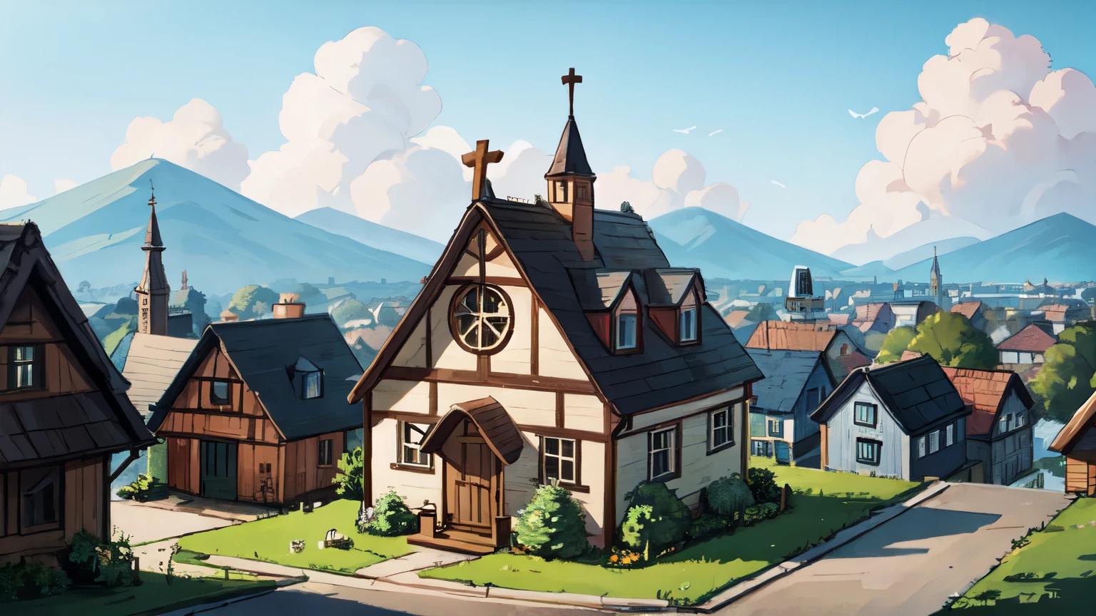 Fantasy City, Wooden houses, chapel