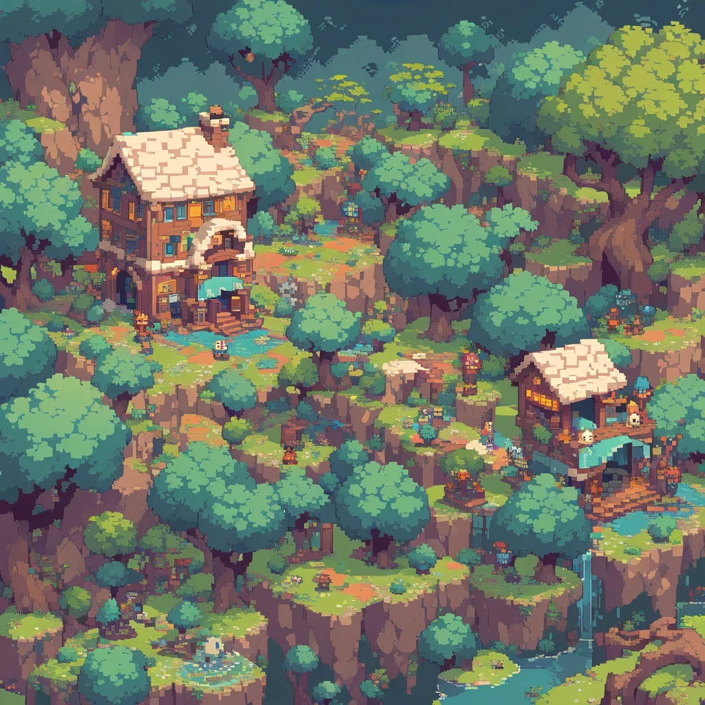 detailed pixel art, vibrant colors, nostalgic, 8-bit style, retro gaming aesthetic, pixelated characters and scenery, pixel-perfect creations, crisp edges, square pixels, low resolution, blocky structures, dynamic animations, iconic sprites, nostalgic video game references, classic gaming consoles, whimsical and charming, simple yet expressive, limited color palette, visual storytelling, immersive gaming experience, creative and imaginative, intricate designs, handcrafted pixel art, vintage gaming vibes.