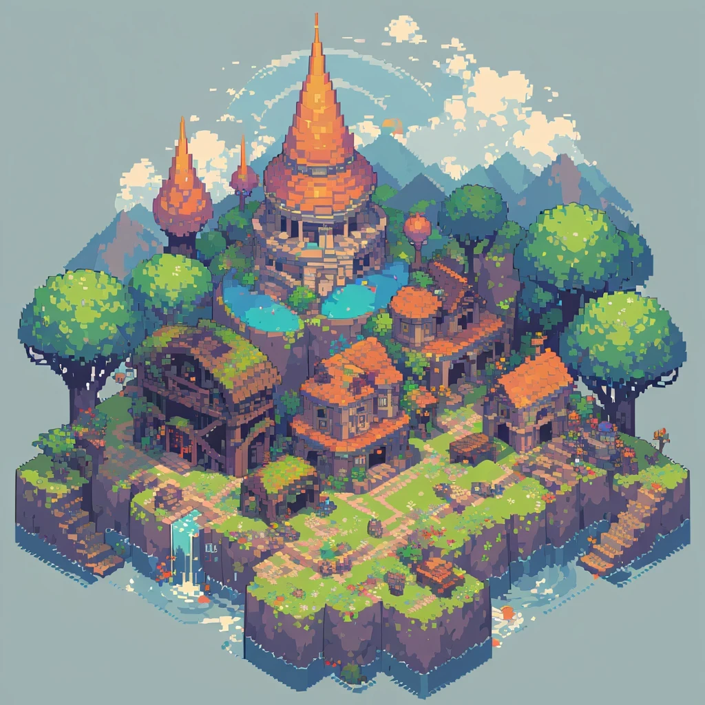 pixel art,top view,big scene,pixelated,8-bit,retro game,vibrant colors,detailed sprites,retro style,pixel animation,low resolution,no human