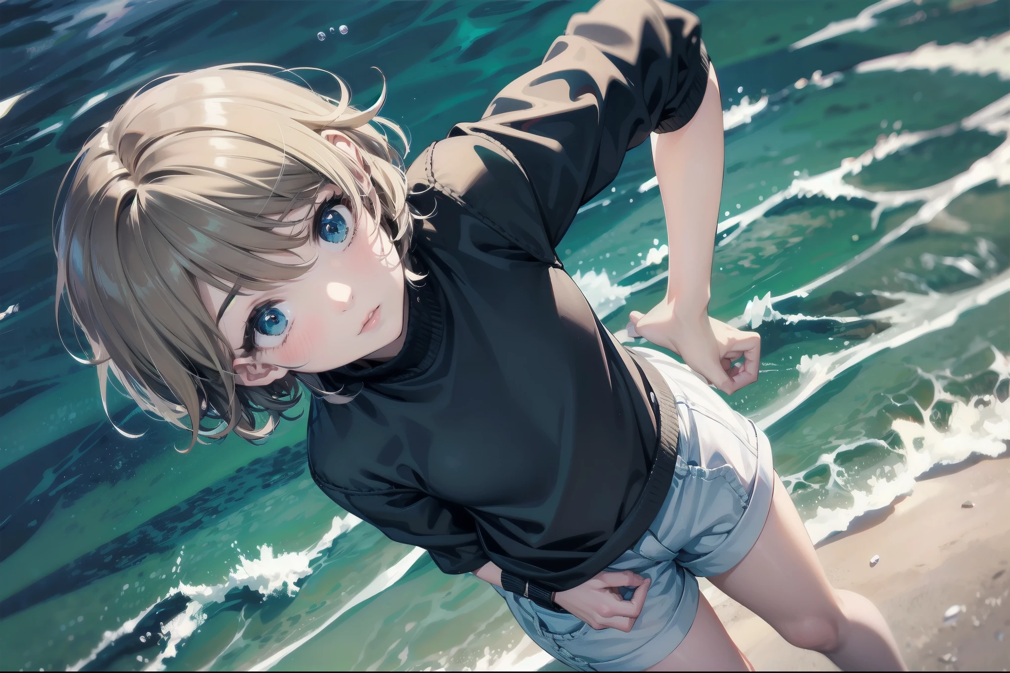 Girl, from above, short hair