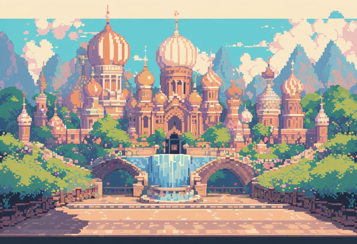 pixel art,best quality, vibrant colors, retro style, detailed landmarks, intricate borders, seamless transitions, nostalgic feel, visually appealing, high-resolution render