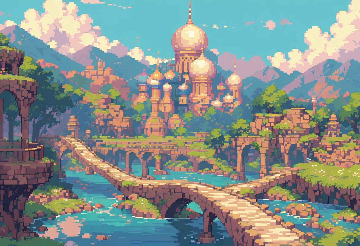 pixel art,best quality, vibrant colors, retro style, detailed landmarks, intricate borders, seamless transitions, nostalgic feel, visually appealing, high-resolution render