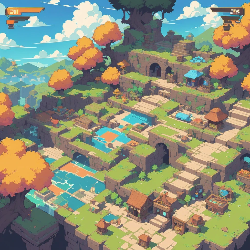 beginners guide,step-by-step tutorial,retro video game style,pixelated graphics,vibrant colors,8-bit characters,blocky shapes,sharp lines,detailed shading,classic gaming vibe,nostalgic atmosphere,classic arcade games,masterpiece:1.2,ultra-detailed,illustration style,creative process walkthrough,game development basics,fun and interactive learning,inspiring creativity,practical tips and tricks,engaging visuals,step by step guidance,hands-on practice,player character design,background design,environmental elements,game mechanics explanation,level design techniques,enemies and obstacles,exciting power-ups,storytelling elements,unique game challenges,endless possibilities,vivid color palette,retro sound effects,classic arcade music,attention to detail,final result showcase.