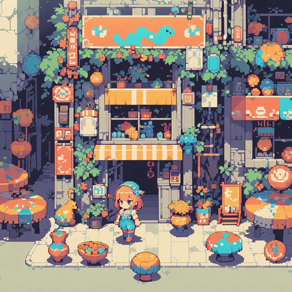The prompt for generating a pixel art could be: "pixel art,(best quality, high resolution, detailed),(retro, nostalgic) colors,8-bit style,crisp lines and edges,small canvas,blocky pixels,limited color palette,low-fi graphics,vibrant and saturated colors,iconic pixel characters,simplified shapes and forms"