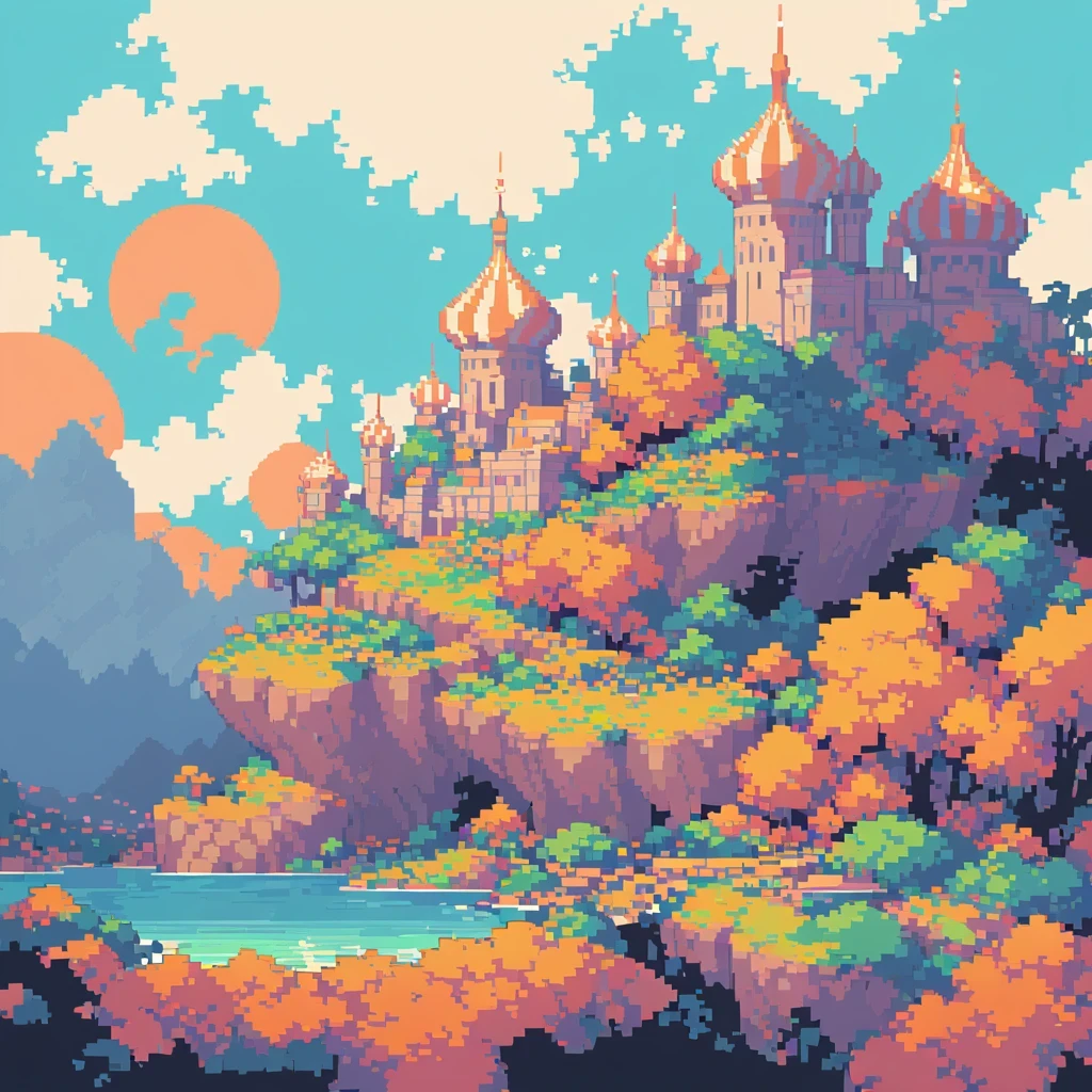 The prompt for generating a pixel art could be: "pixel art,(best quality, high resolution, detailed),(retro, nostalgic) colors,8-bit style,crisp lines and edges,small canvas,blocky pixels,limited color palette,low-fi graphics,vibrant and saturated colors,iconic pixel characters,simplified shapes and forms"