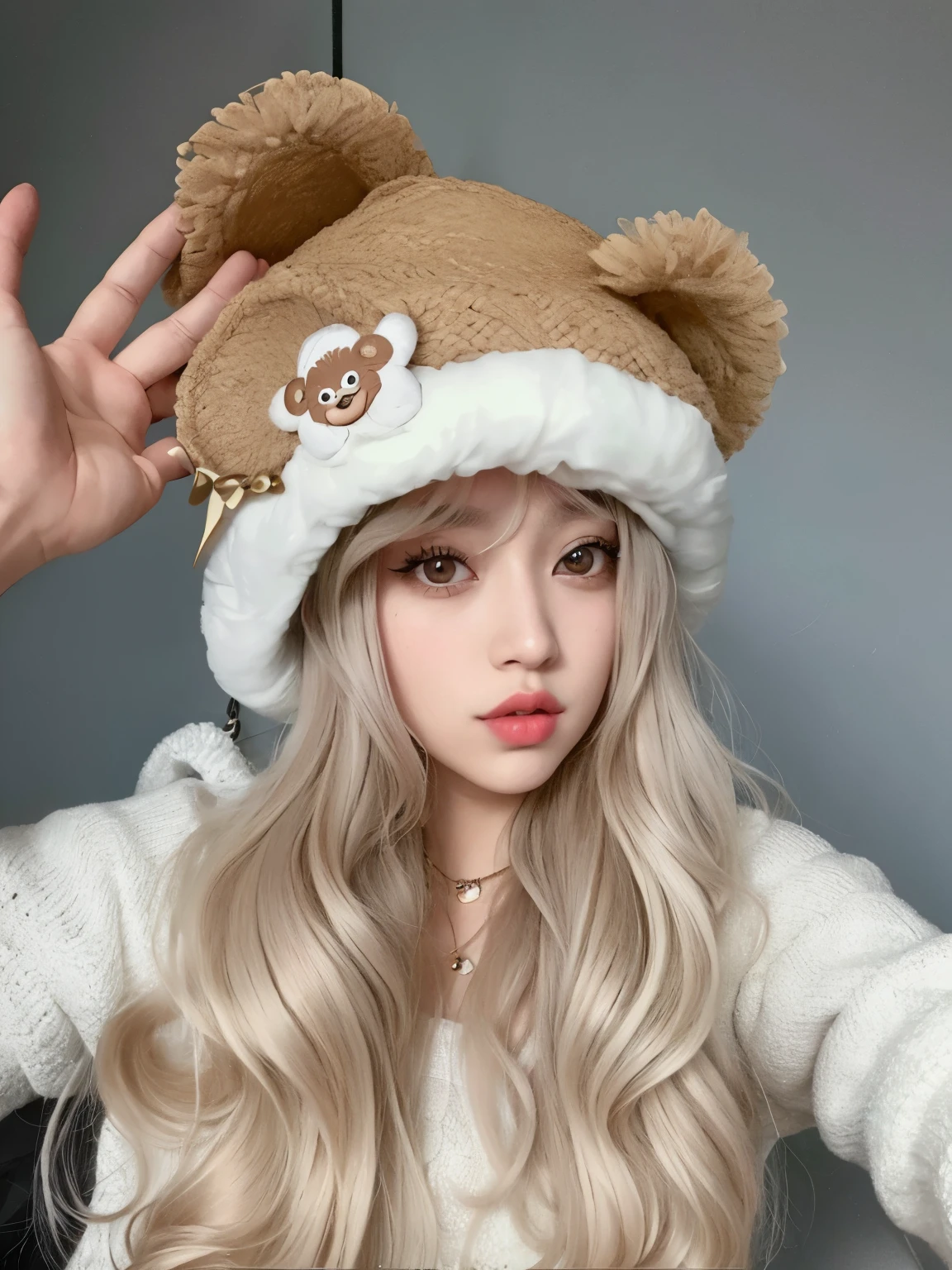 Chica de pelo rubio con pelo largo con un sombrero de osito de peluche, ulzzang, Retrato realista kawaii, Sakimichan, Hermosa Delphine, Peinado kawaii, Smol Gato esponjoso con sombrero Smol, Ruan lindo vtuber, Peinado kawaii, Linda chica kawaii, Kemonomimi, peluca, con un lindo sombrero, Lalisa Manobal, Pokimane
