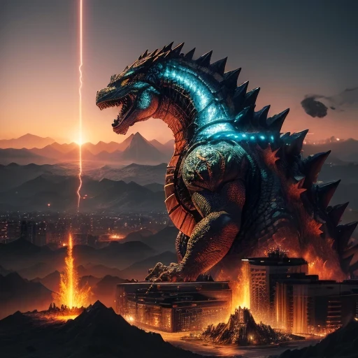 3598年godzilla star realistic model, (Bifurcation, original photo, best quality, masterpiece:1.4),steampunk cyberpunk 6820 godzilla city,(Cyberpunkgodzilla star light:1.3), godzilla star (related to land),(in a godzillabox:1.3),Isometric, godzilla landscape on foundation,godzilla landscape,