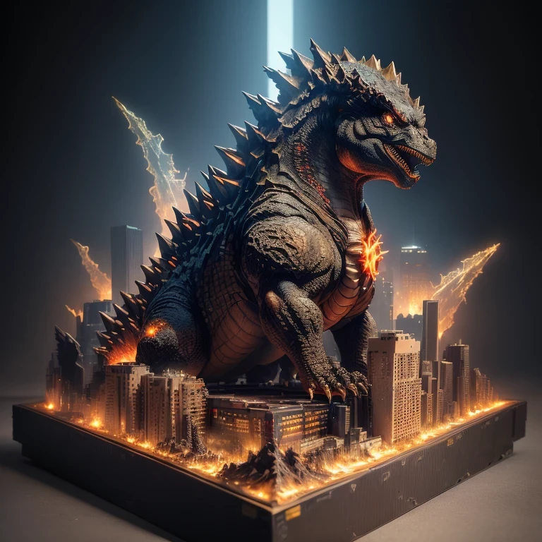 3598年godzilla star realistic model, (Bifurcation, original photo, best quality, masterpiece:1.4),steampunk cyberpunk 6820 godzilla city,(Cyberpunkgodzilla star light:1.3), godzilla star (related to land),(in a godzillabox:1.3),Isometric, godzilla landscape on foundation,godzilla landscape,
