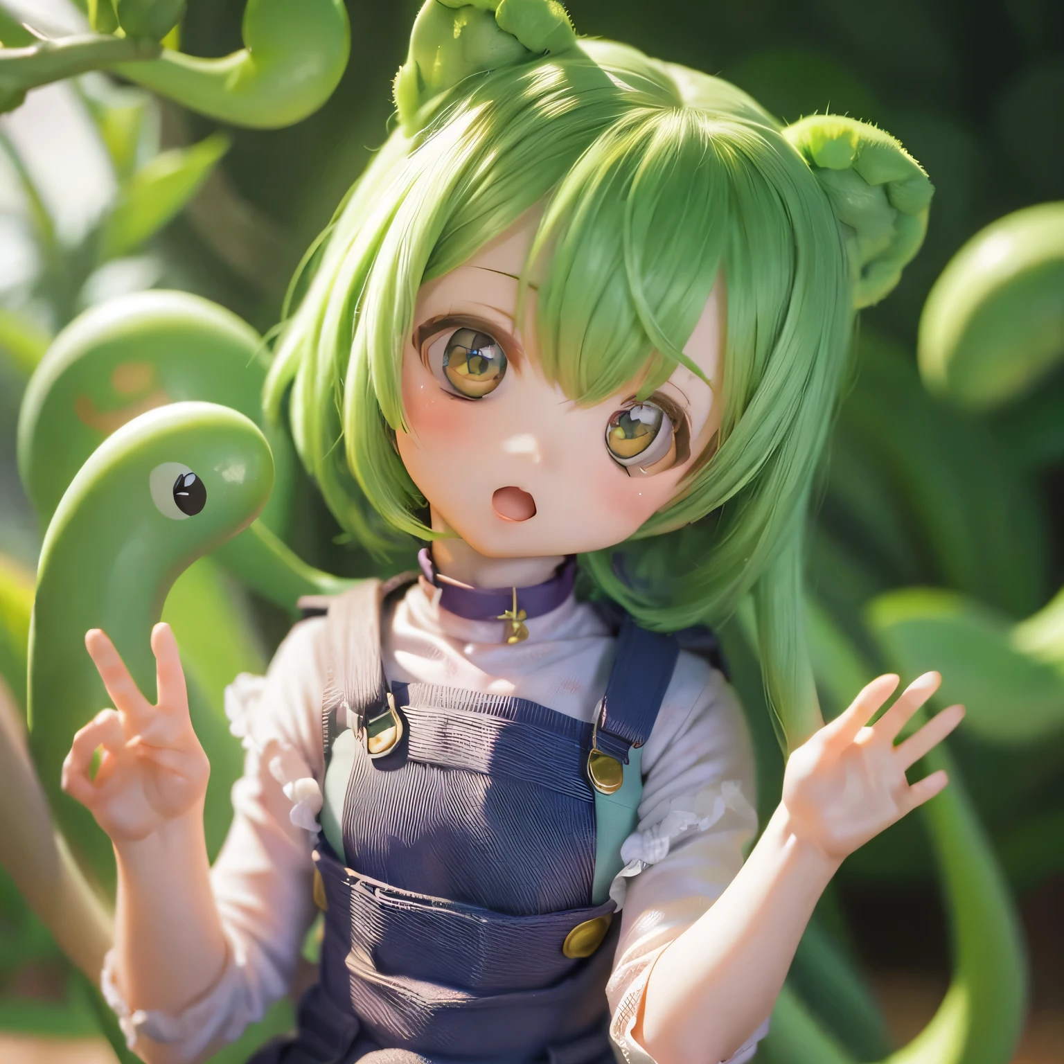 Cheeky Green Haired Zundamon(((((In the form of a child)))))Eat sweets、a bit,