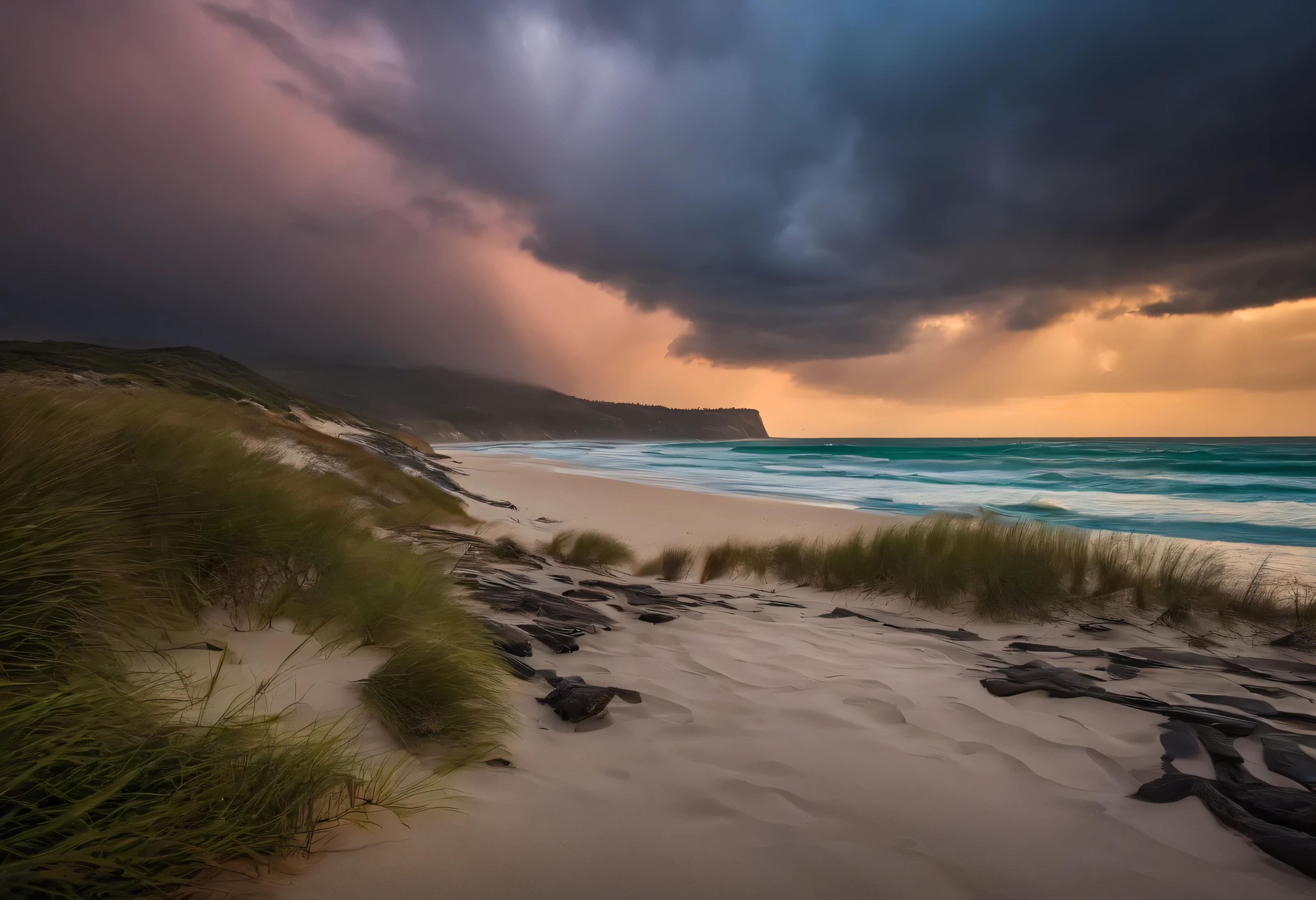 rainy day at the beach