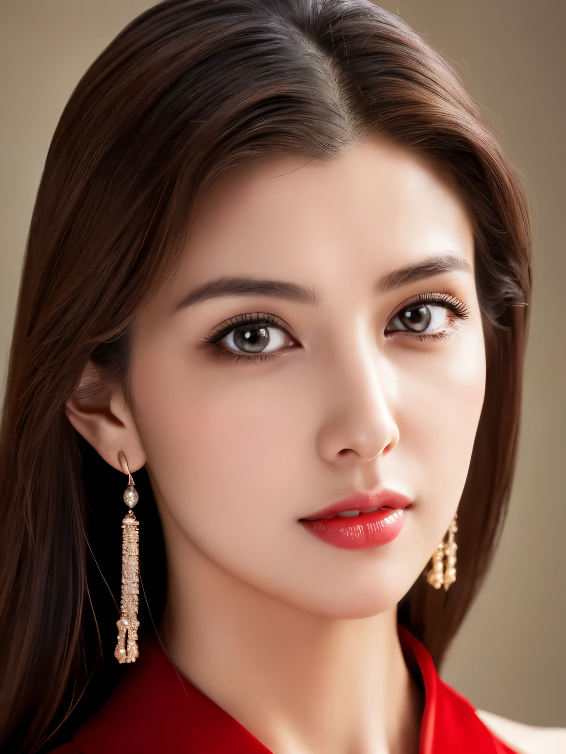 masterpiece, highest quality, Photoreal, Super detailed, finely, High resolution, 8k wallpaper, Professional, High level details, 1 girl, ((facing the front)), ((vermilion lips)), detailed clavicle, perfect face, straight hair、arabic model