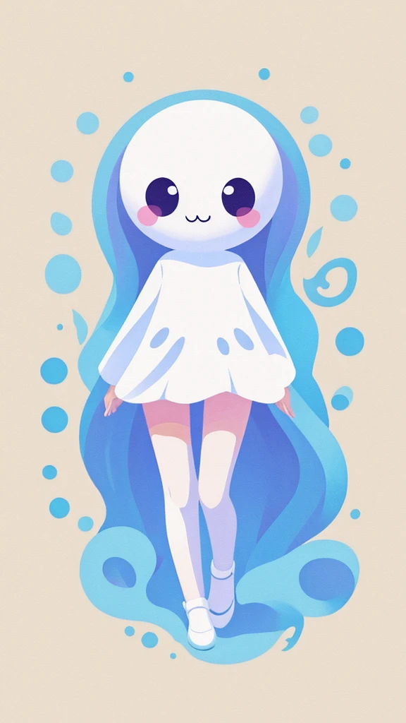 Dancing Ghost in cute dot art style, contrasting color with background, vector art