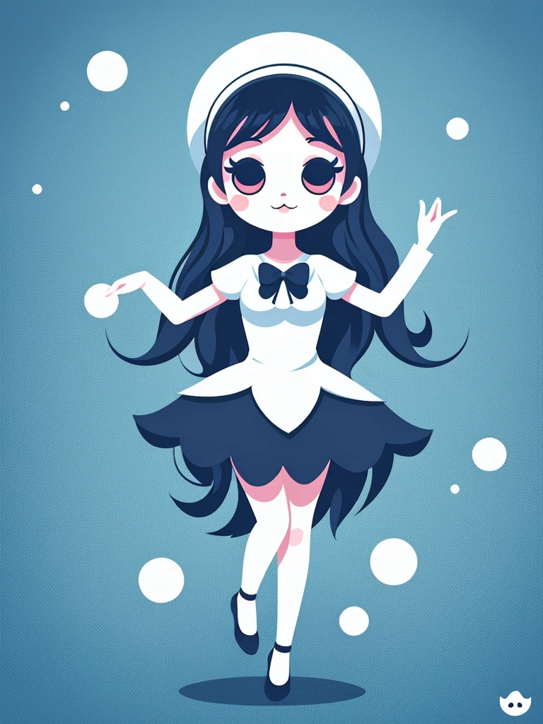 Dancing Ghost in cute dot art style, contrasting color with background, vector art