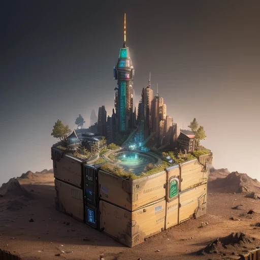 6598年Mars realistic model, (bifurcation, original photo, best quality, masterpiece:1.4),SteampunkCyberpunk6820 City,(CyberpunkMars light:1.3), Mars (related to land),(in a small nature box:1.3),Isometric, small nature, landscape on foundation,landscape,