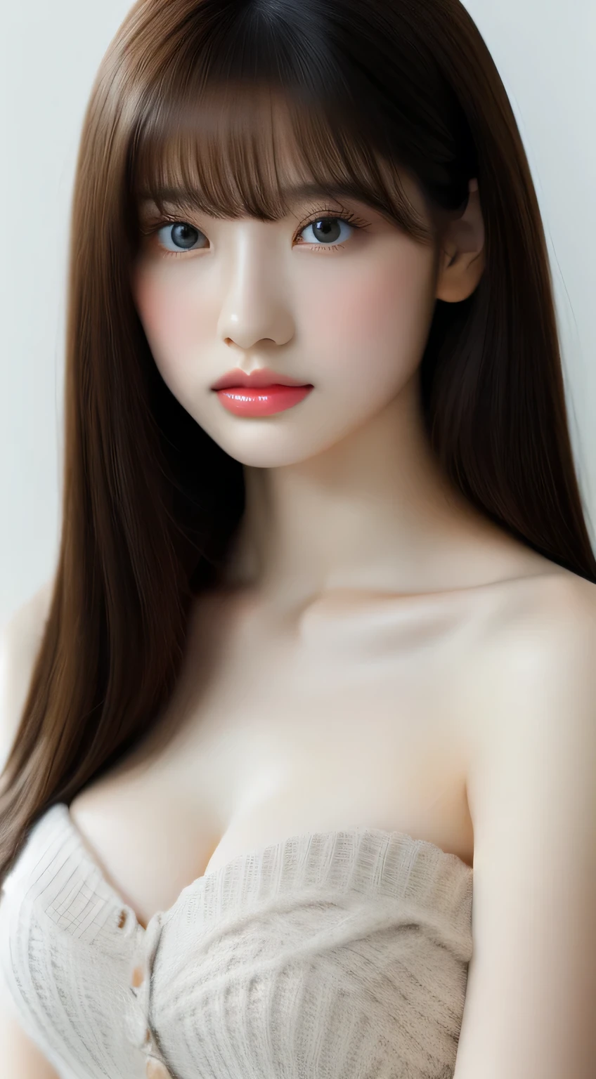 beautiful woman with perfect figure：1.4，layered hairstyles，protruding cleavage，two dimensional clothing：1.5，Highly detailed face and skin texture，double eyelid，whiten skin，white long hair，play water，collar