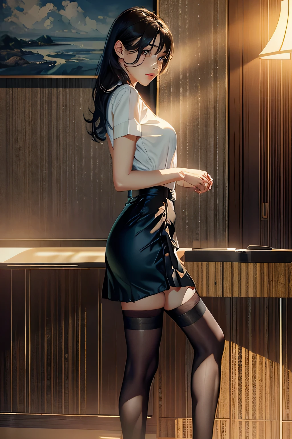 a detailed anime girl, high-kicking in a short skirt without underwear, beautiful detailed eyes, beautiful detailed lips, extremely detailed face and eyes, long eyelashes, dynamic pose, expressive emotions, intricate details, vibrant colors, dramatic lighting, cinematic composition, photorealistic, 8k, hyper detailed, masterpiece