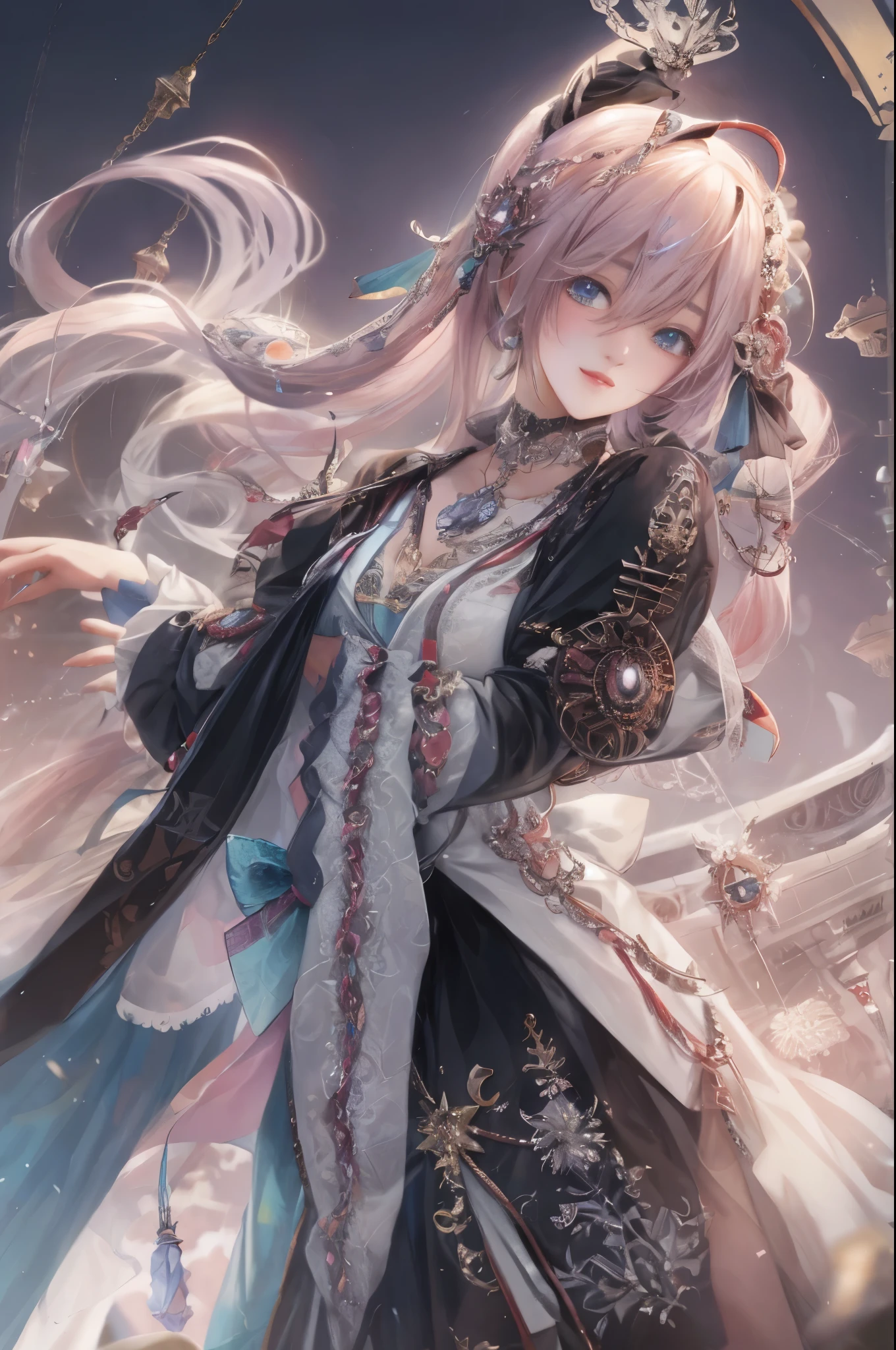 (absurdres, highres, ultra detailed, HDR), masterpiece, intricate, best quality, vocaloid character performing cendrillion