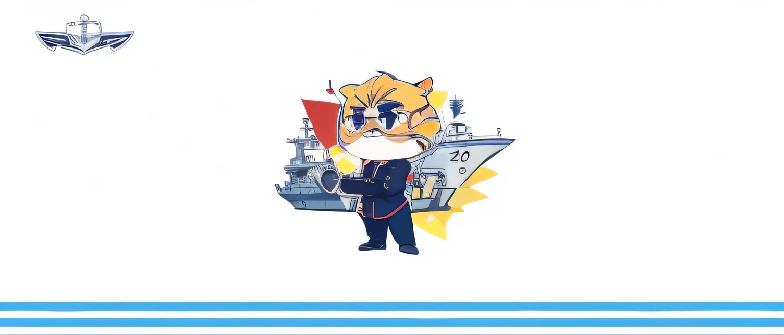 Use this as a template,Design the center image as a cartoon character of a navy ship soldier